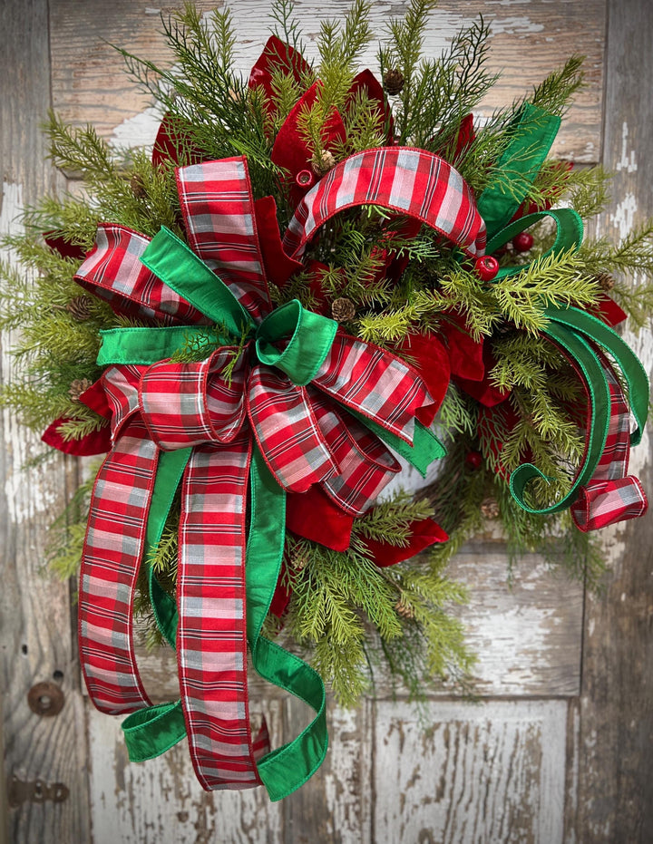 Christmas Magnolia Leaf Pine Wreath: Holiday Front Door Decor