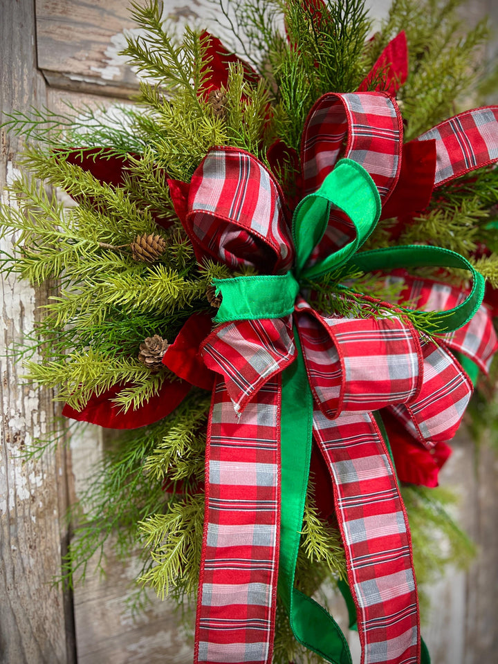 Christmas Magnolia Leaf Pine Wreath: Holiday Front Door Decor