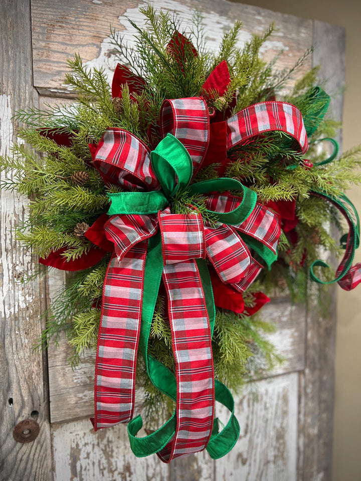 Christmas Magnolia Leaf Pine Wreath: Holiday Front Door Decor