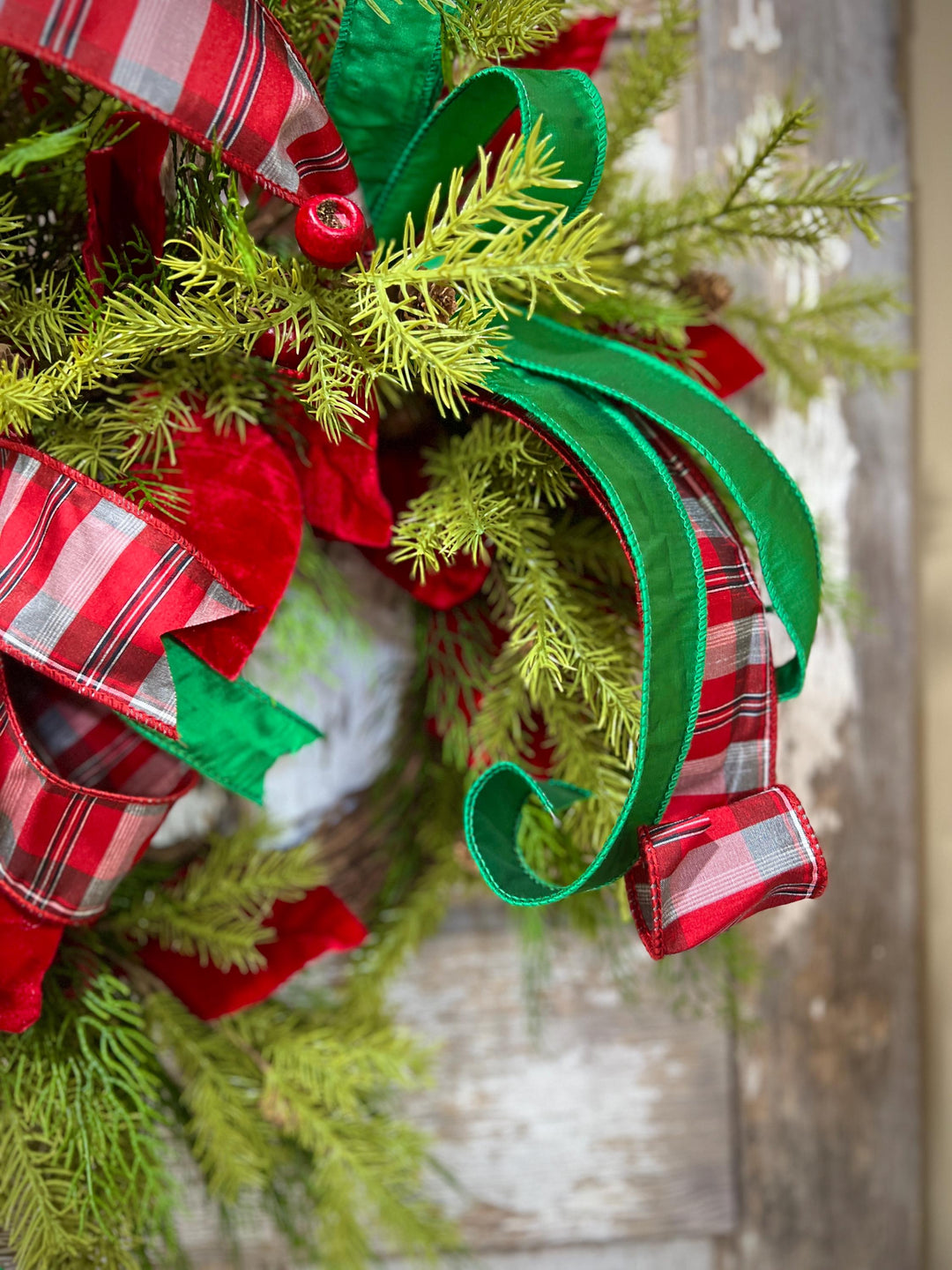 Christmas Magnolia Leaf Pine Wreath: Holiday Front Door Decor