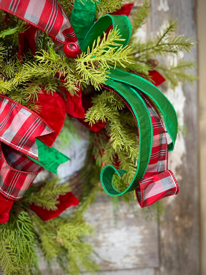 Christmas Magnolia Leaf Pine Wreath: Holiday Front Door Decor