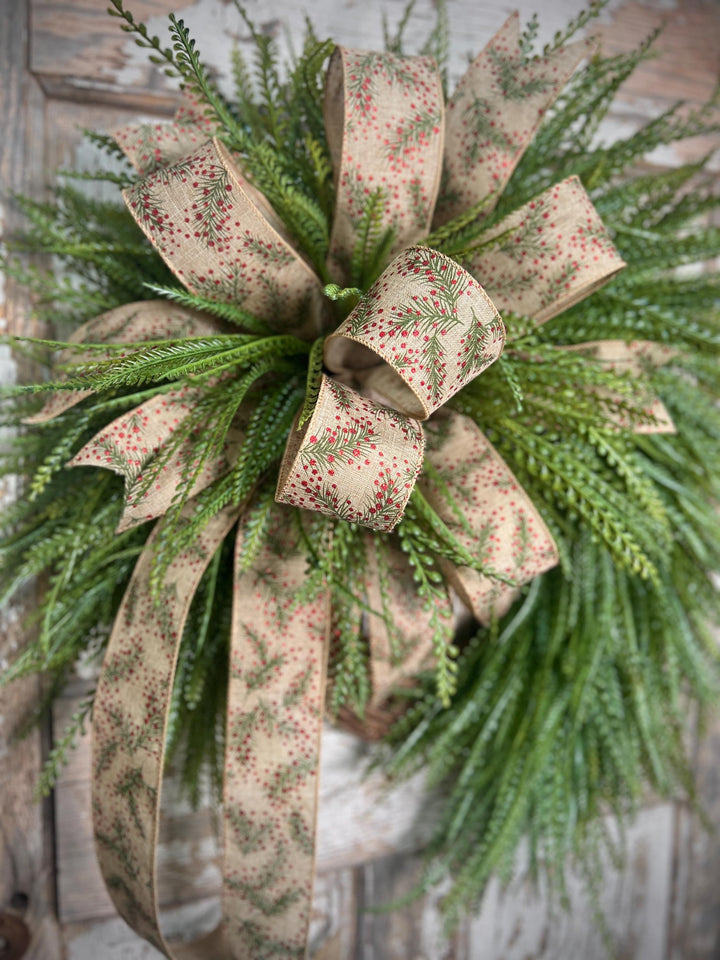 Christmas wreath for front door, Beaded Grass Christmas Wreath, Farmhouse Christmas wreath, Christmas Home Decor, Holiday Door Decor,