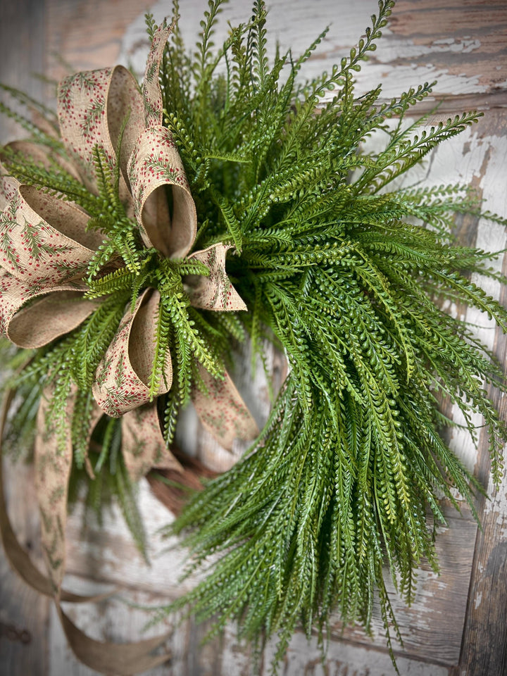 Christmas wreath for front door, Beaded Grass Christmas Wreath, Farmhouse Christmas wreath, Christmas Home Decor, Holiday Door Decor,