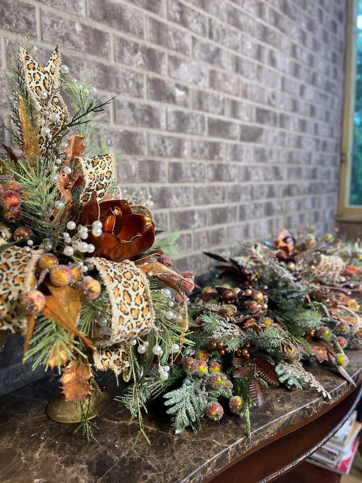 Christmas arrangement with bronze and copper accents, Christmas Magnolia Centerpiece, Christmas Home Decor, Xmas centerpiece, Xmas Decor,