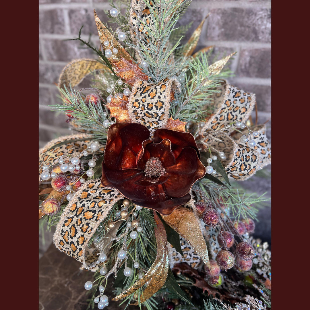 Christmas arrangement with bronze and copper accents, Christmas Magnolia Centerpiece, Christmas Home Decor, Xmas centerpiece, Xmas Decor,