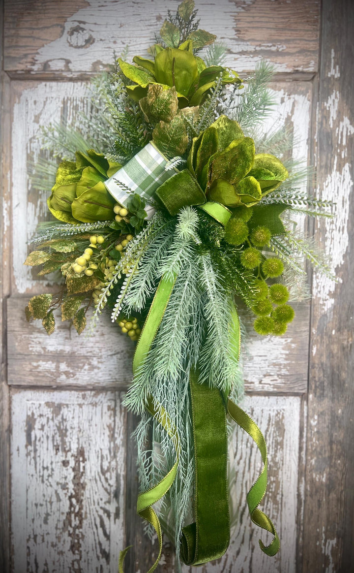 Lush Green Door or Wall Hanger with Designer elements with Designer Bow