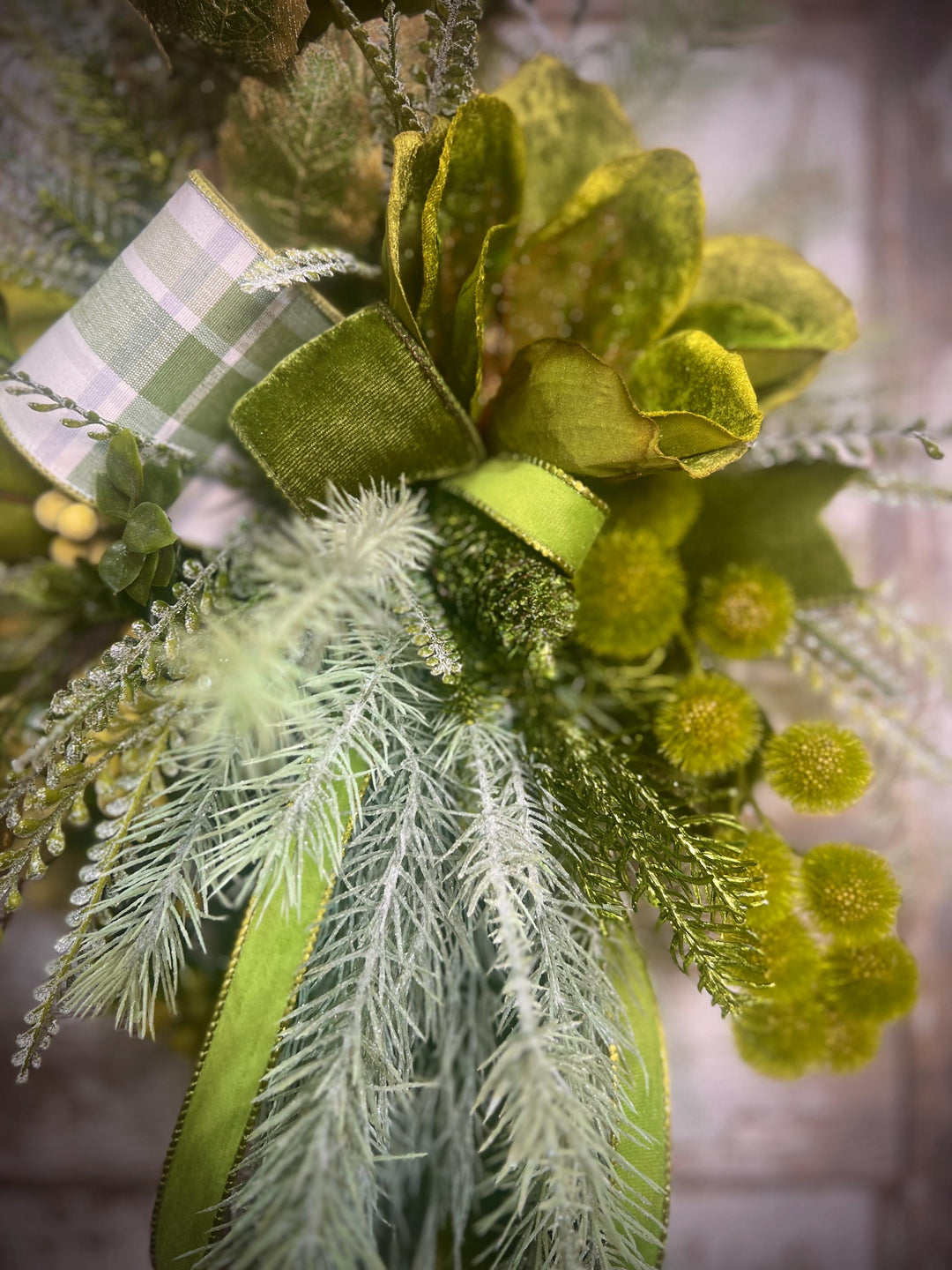 Lush Green Door or Wall Hanger with Designer elements with Designer Bow