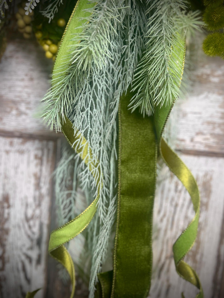 Lush Green Door or Wall Hanger with Designer elements with Designer Bow