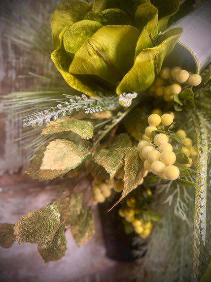 Lush Green Door or Wall Hanger with Designer elements with Designer Bow
