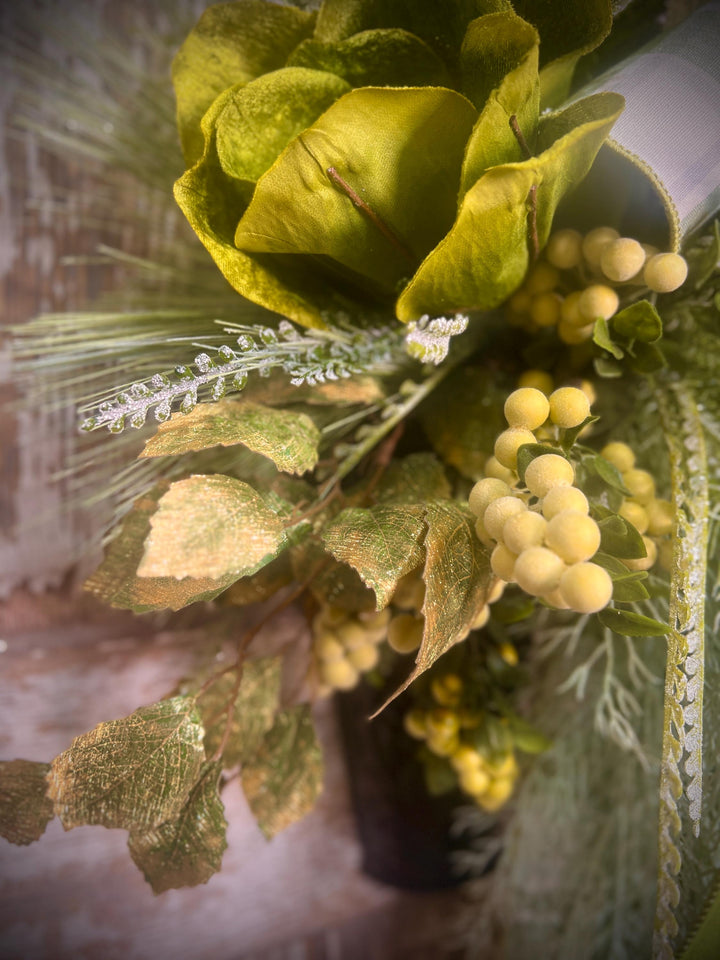 Lush Green Door or Wall Hanger with Designer elements with Designer Bow