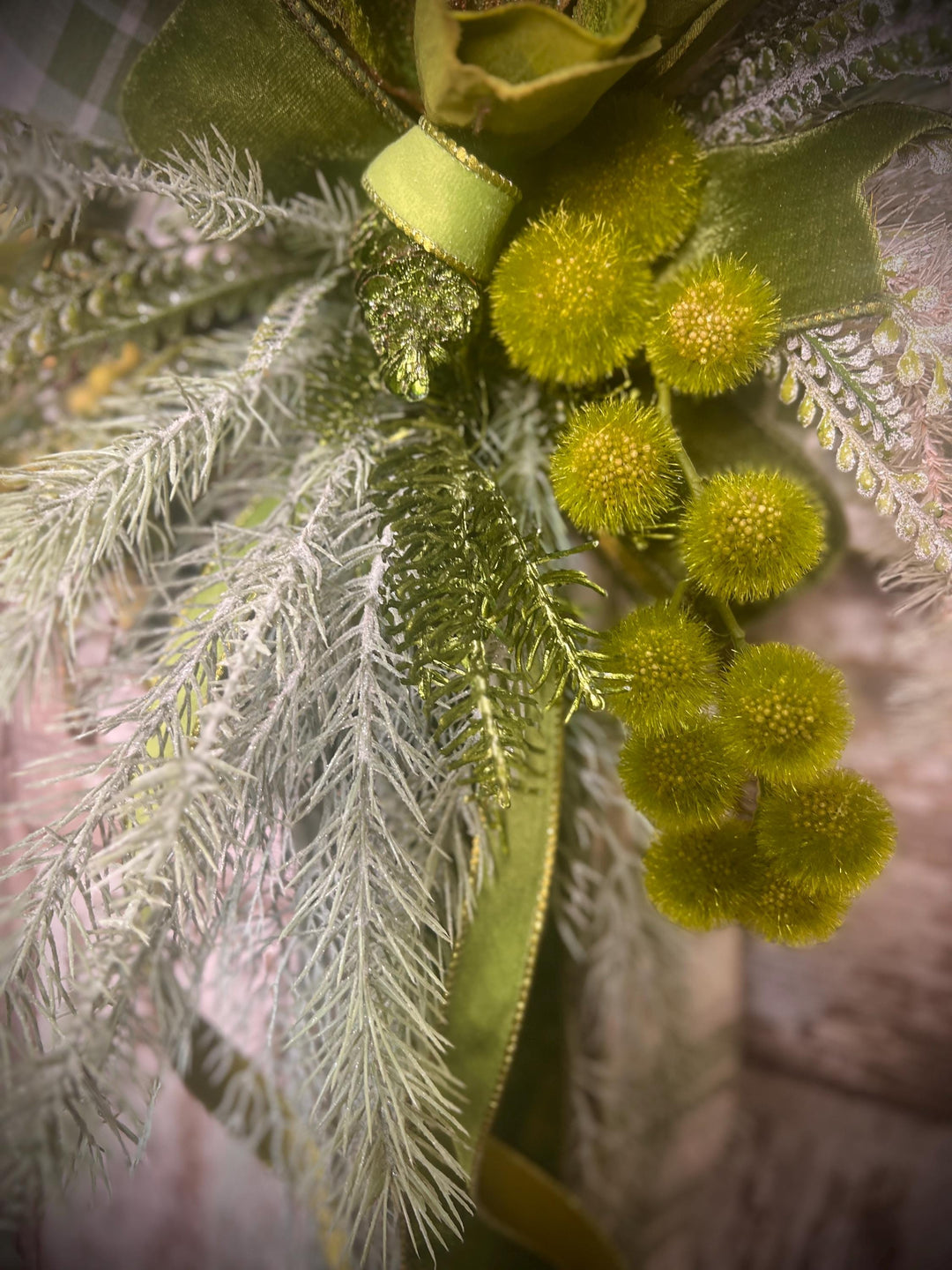 Lush Green Door or Wall Hanger with Designer elements with Designer Bow