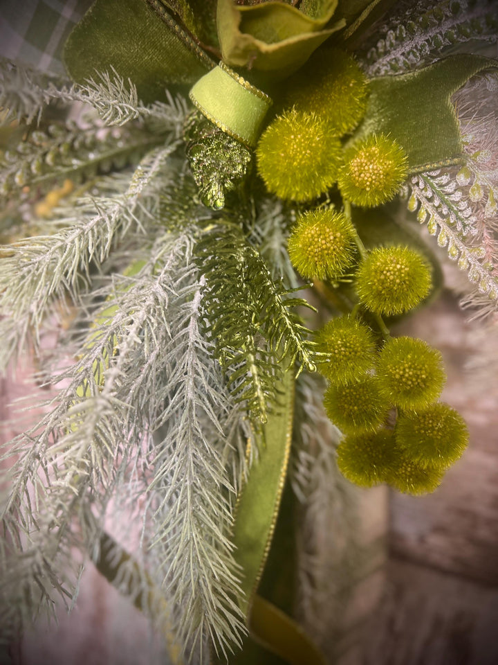 Lush Green Door or Wall Hanger with Designer elements with Designer Bow