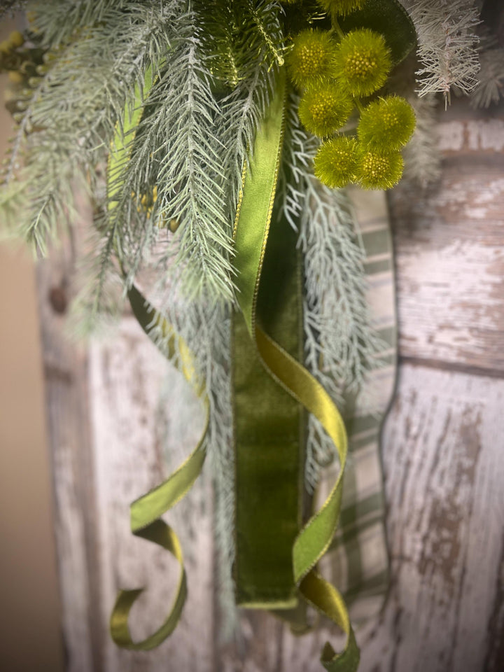 Lush Green Door or Wall Hanger with Designer elements with Designer Bow