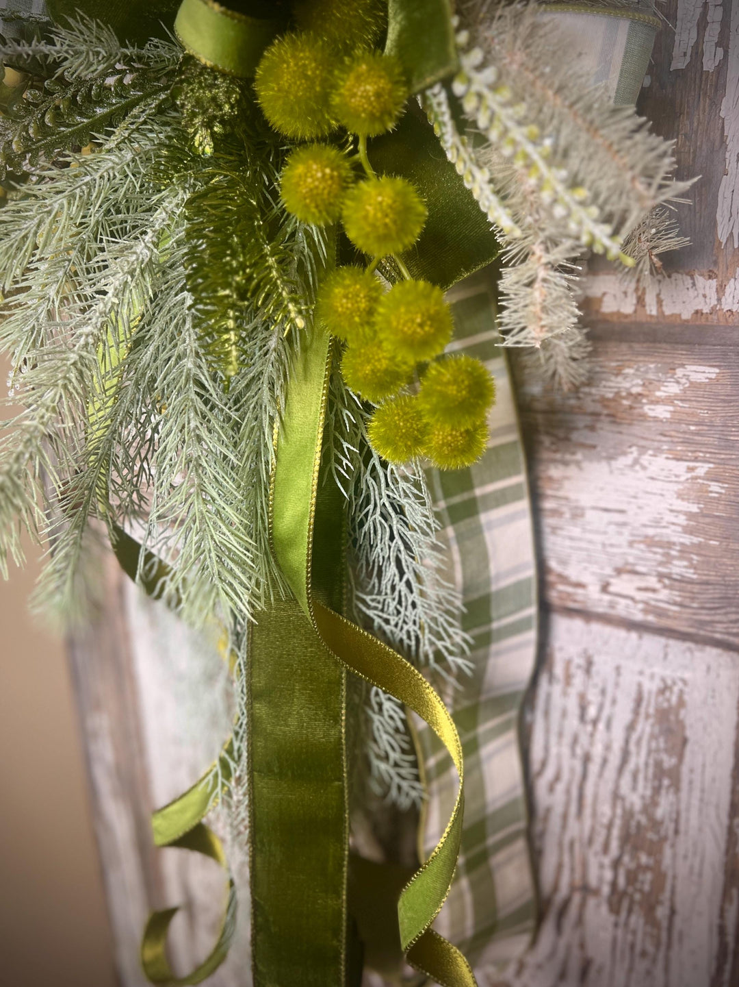 Lush Green Door or Wall Hanger with Designer elements with Designer Bow