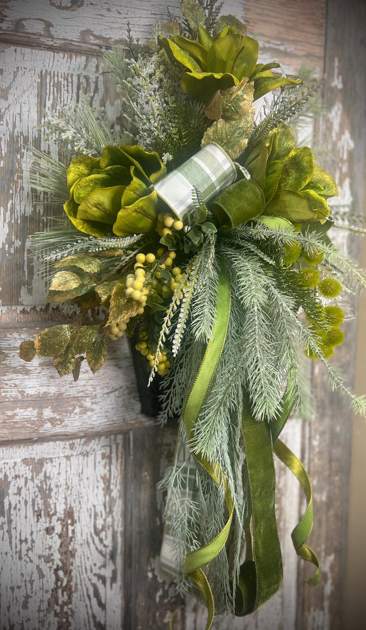 Lush Green Door or Wall Hanger with Designer elements with Designer Bow