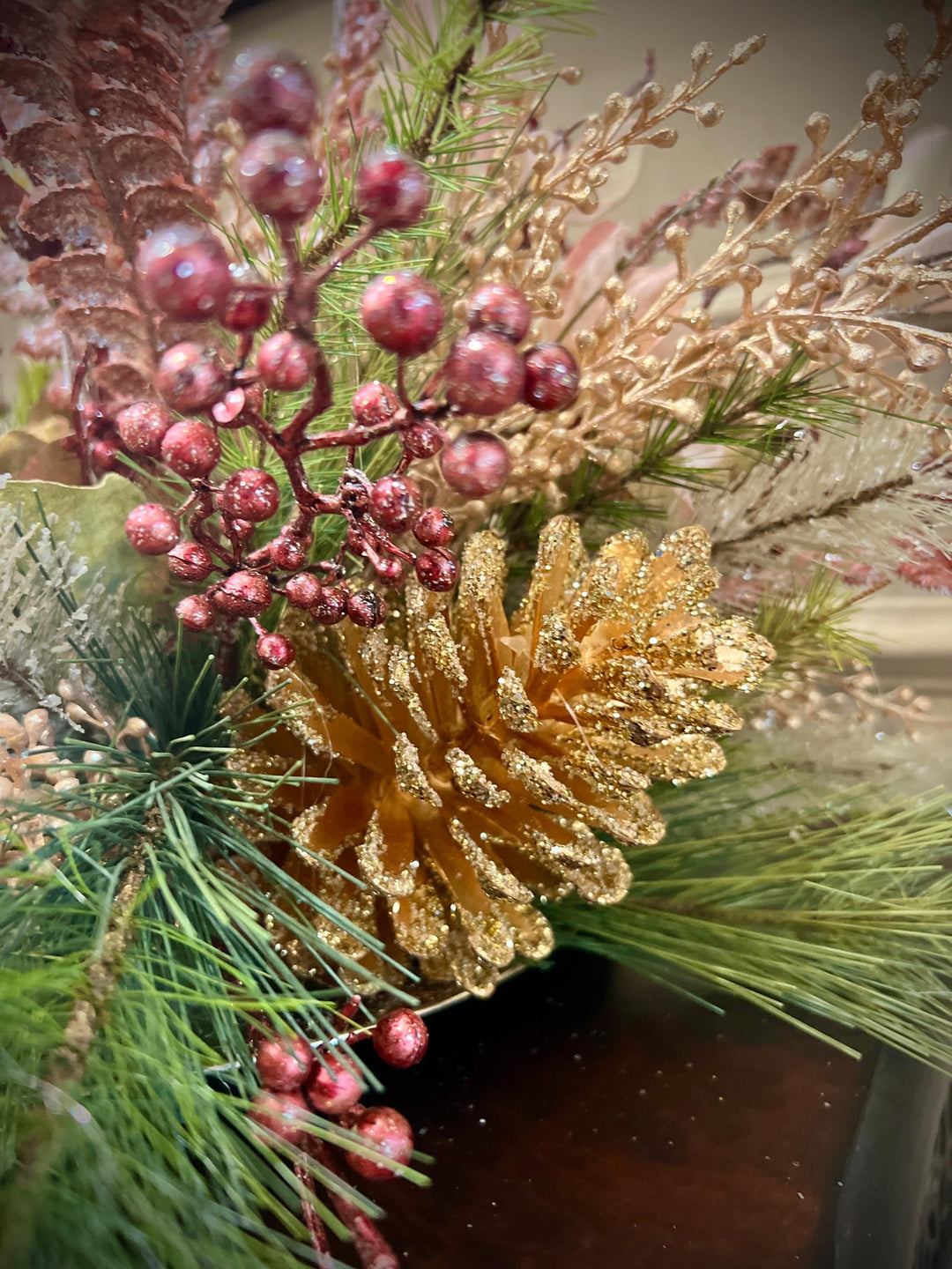 Floral Centerpiece Arrangement for Winter or Christmas -Elegant Magnolias