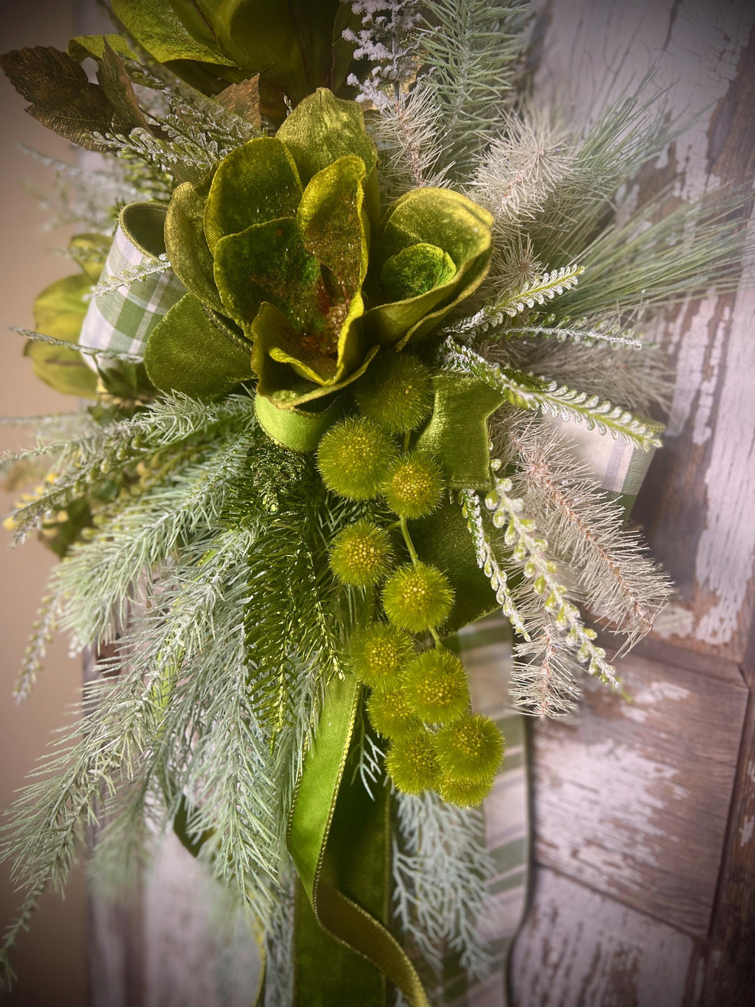 Lush Green Door or Wall Hanger with Designer elements with Designer Bow