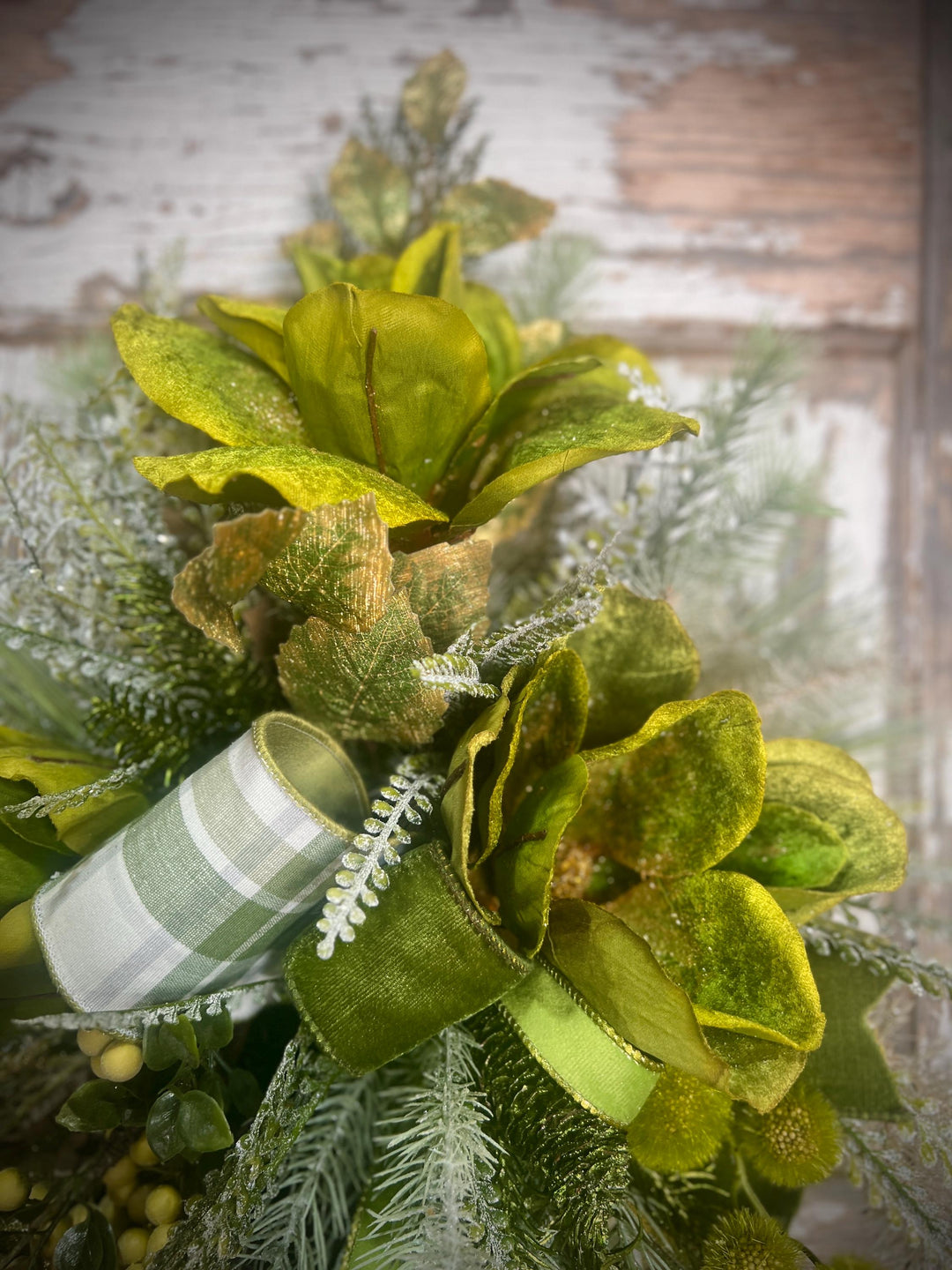 Lush Green Door or Wall Hanger with Designer elements with Designer Bow