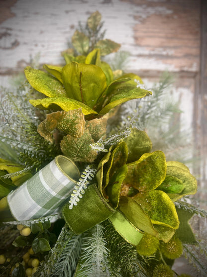 Lush Green Door or Wall Hanger with Designer elements with Designer Bow