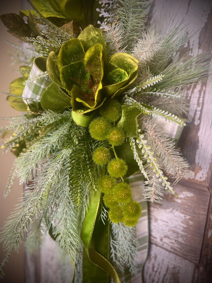 Lush Green Door or Wall Hanger with Designer elements with Designer Bow