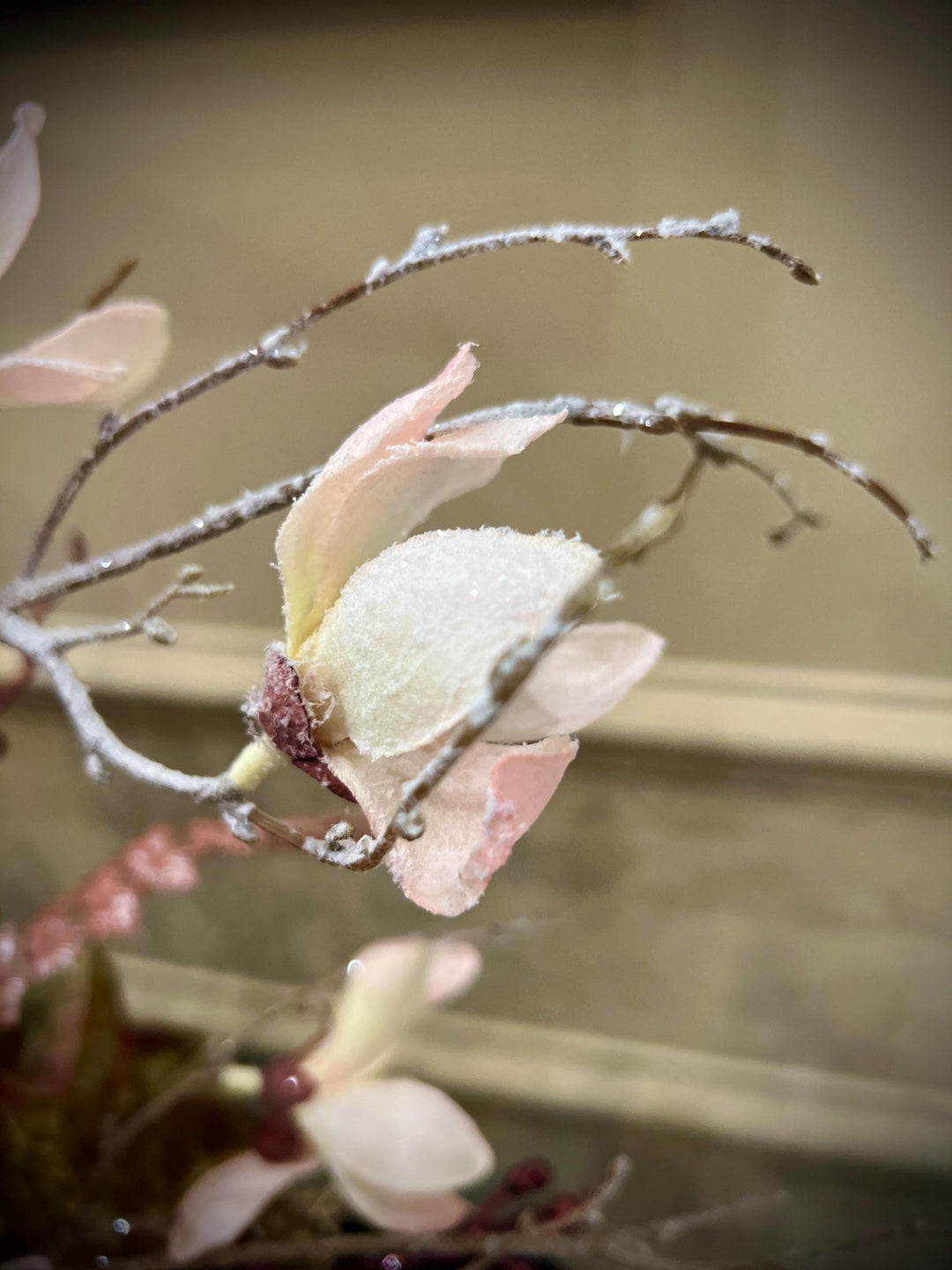 Floral Centerpiece Arrangement for Winter or Christmas -Elegant Magnolias