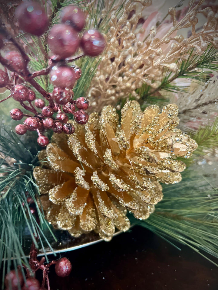 Floral Centerpiece Arrangement for Winter or Christmas -Elegant Magnolias