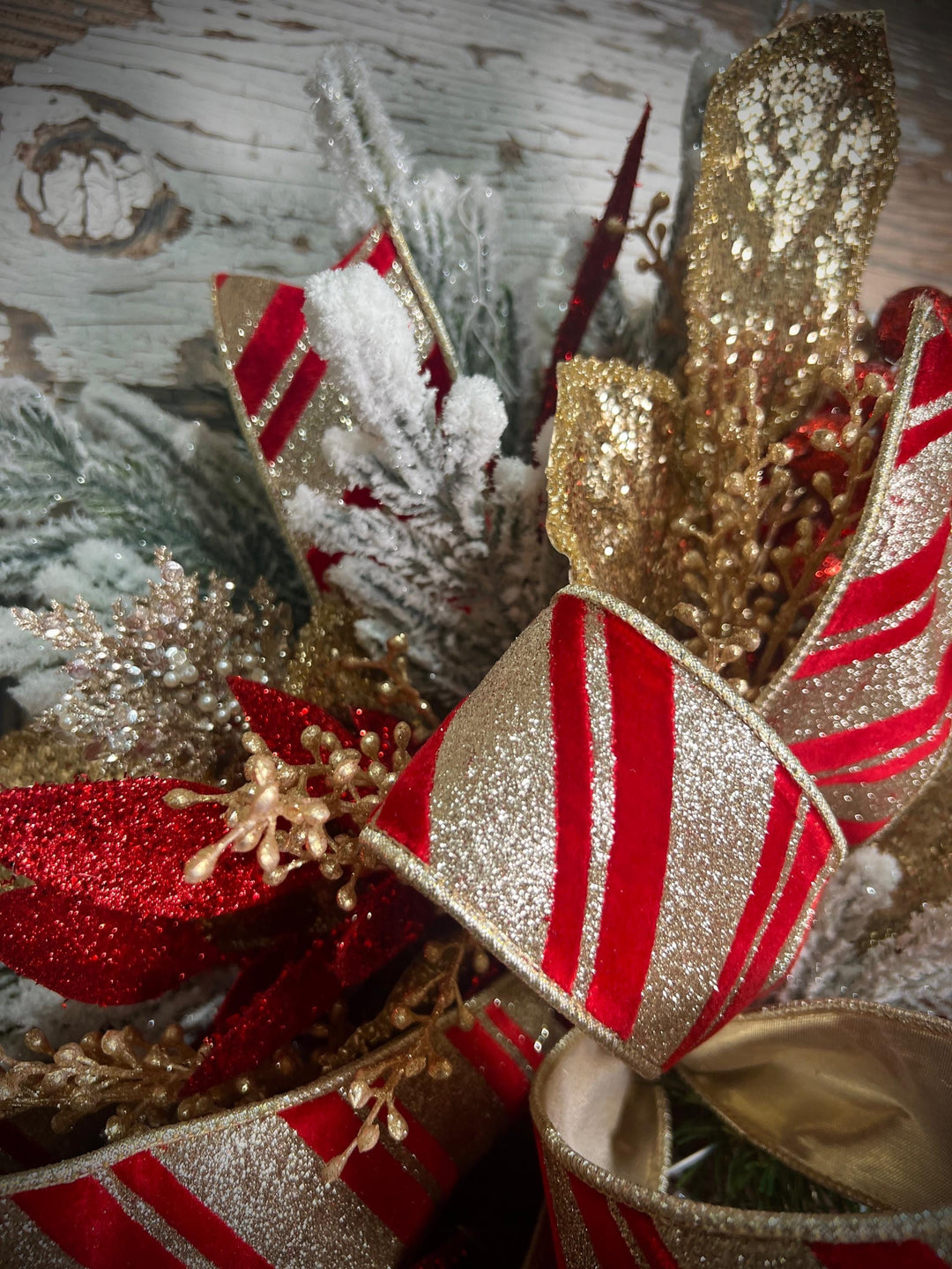 Deluxe Evergreen Christmas Swag with Pine, Large Ornaments and much more - Designer ribbon