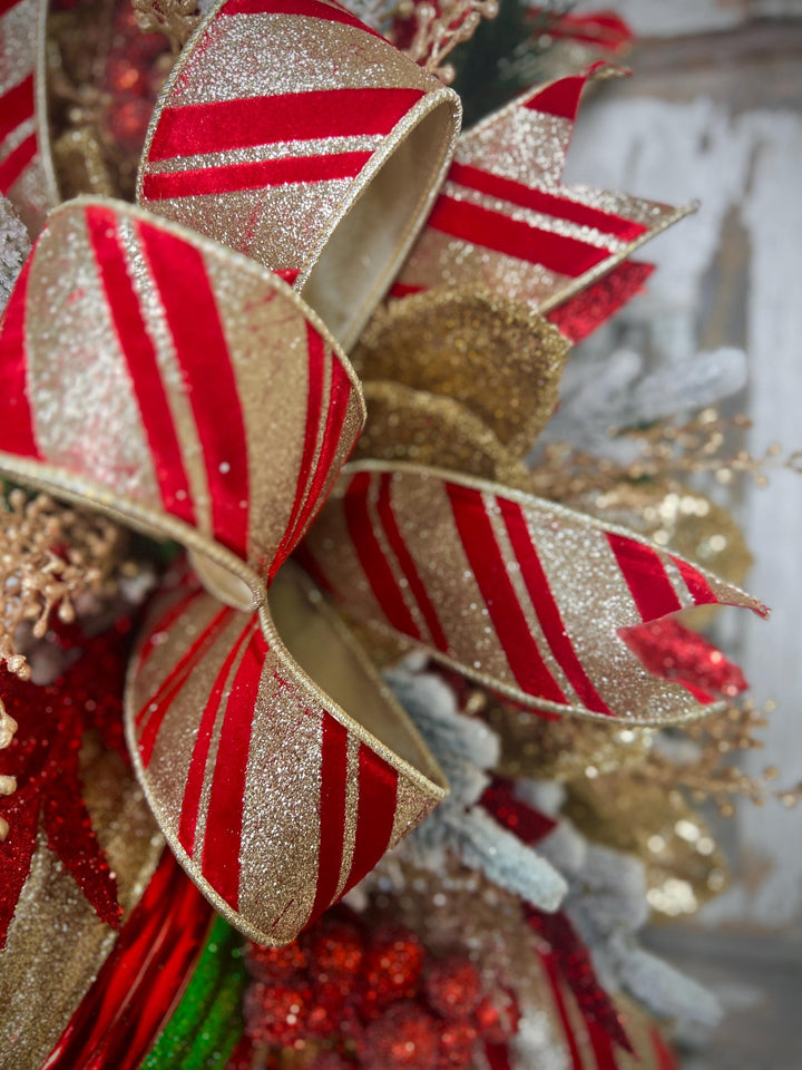 Deluxe Evergreen Christmas Swag with Pine, Large Ornaments and much more - Designer ribbon