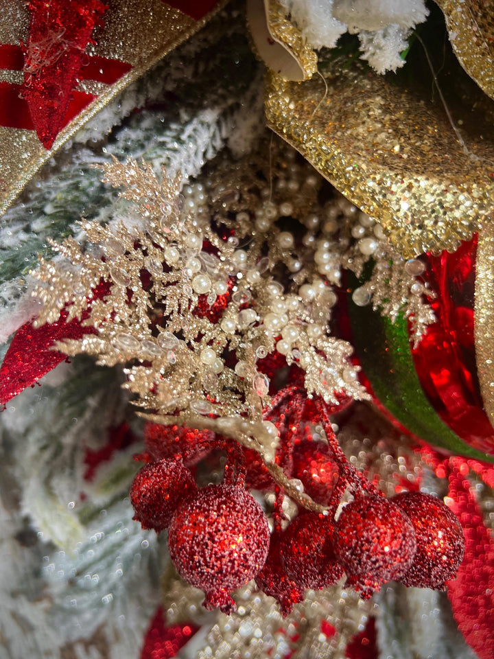 Deluxe Evergreen Christmas Swag with Pine, Large Ornaments and much more - Designer ribbon