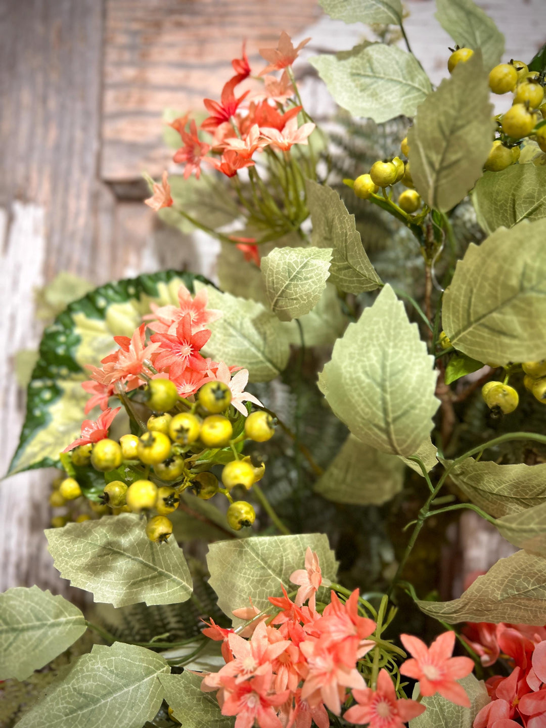 Coral Hydrangea Wreath – Spring Summer Front Door Decor