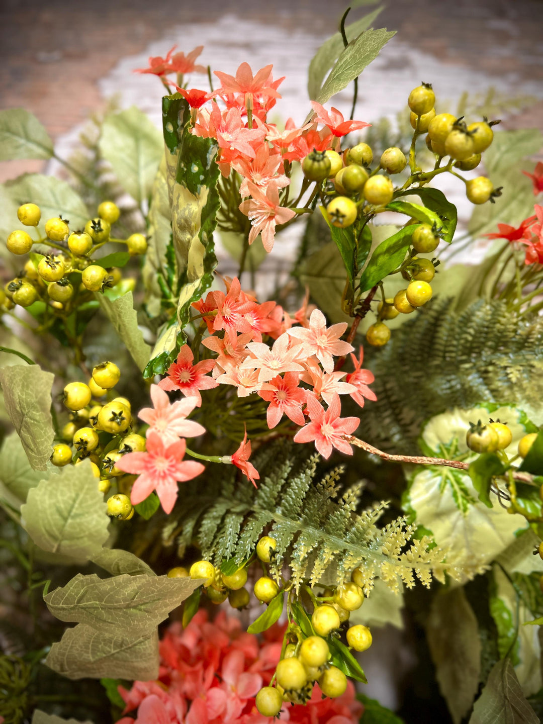 Coral Hydrangea Wreath – Spring Summer Front Door Decor