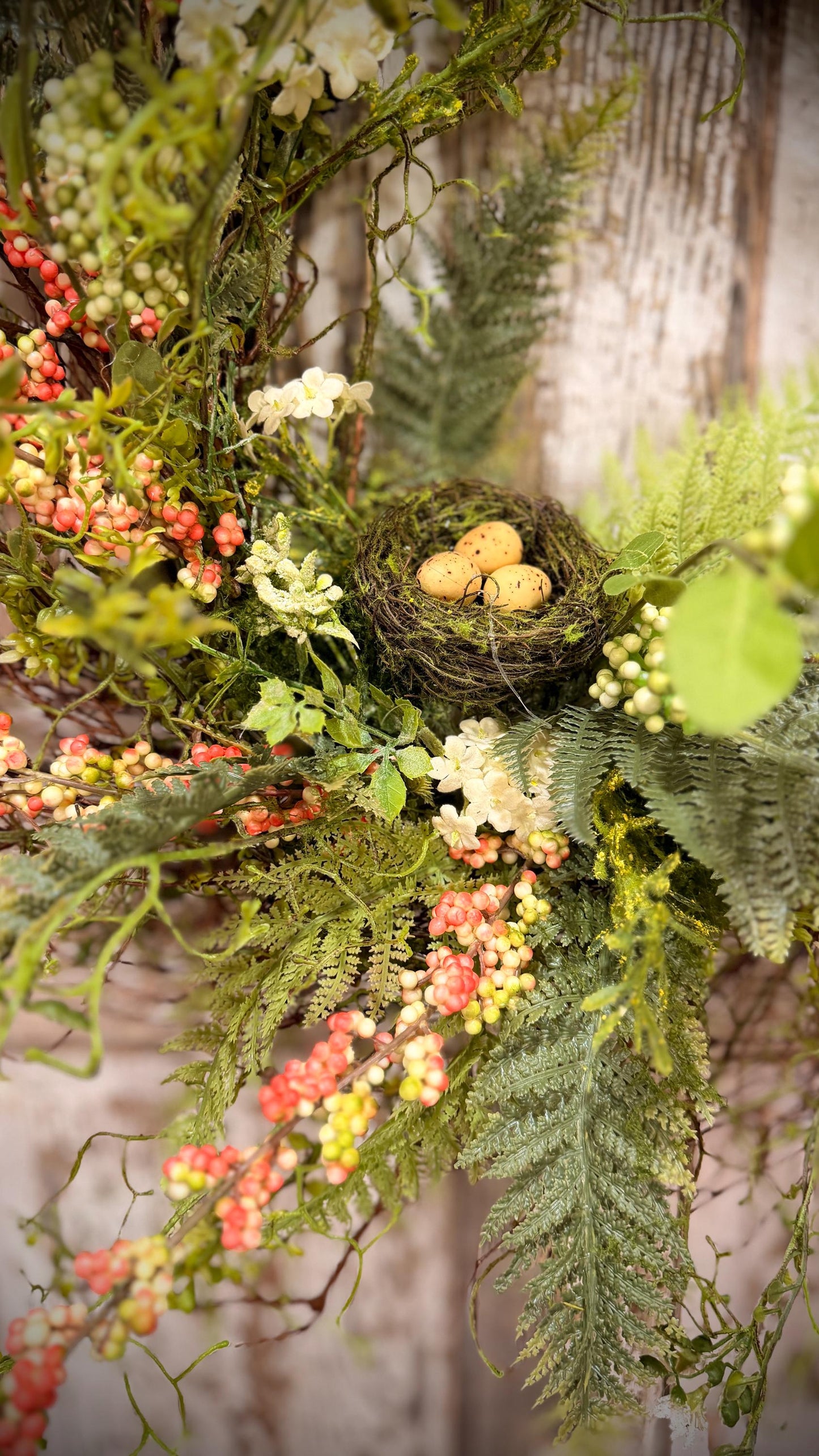 Designer Twig Minimalist Style Wreath with Birds nest with eggs
