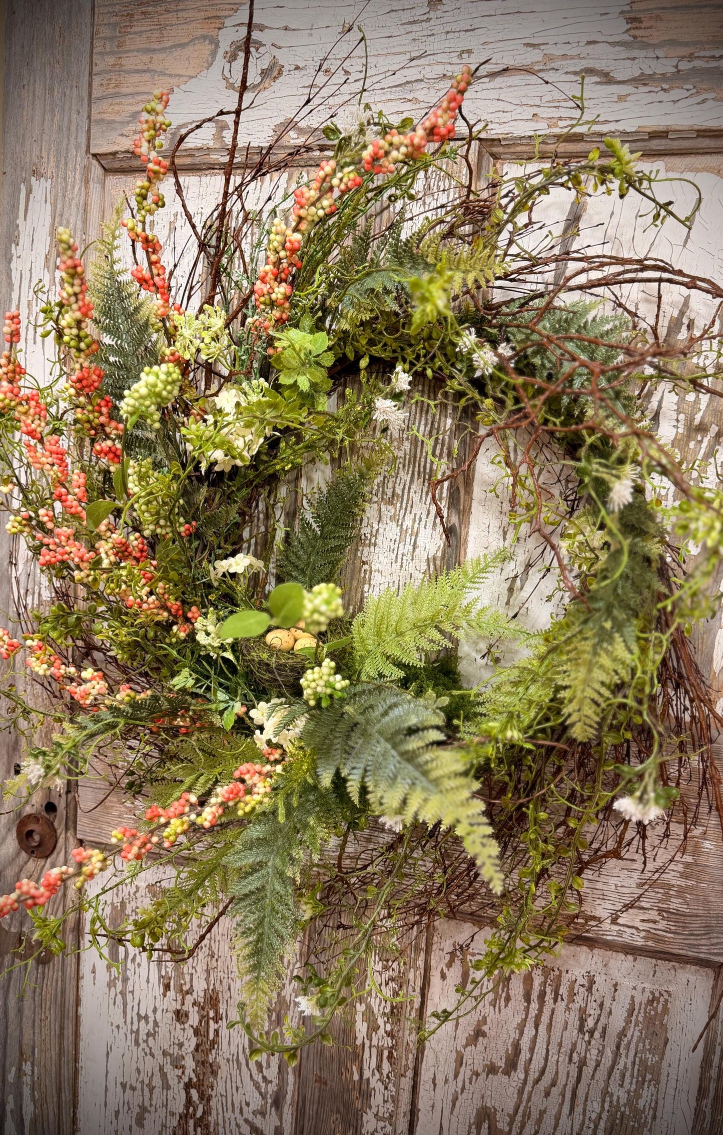 Designer Twig Minimalist Style Wreath with Birds nest with eggs