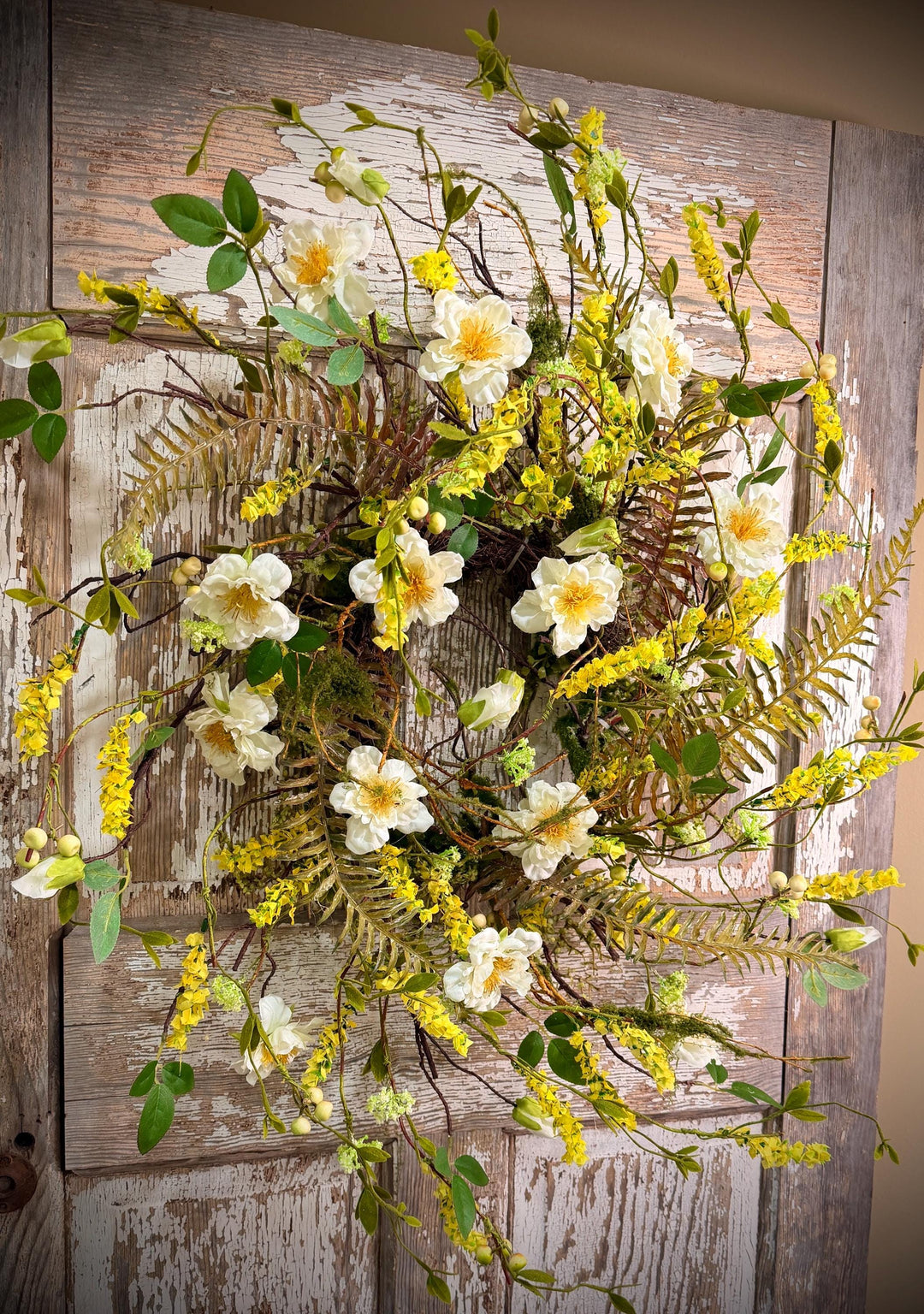 Wild Rose Twig Spring and Summer Wreath = Moss with Twig Base