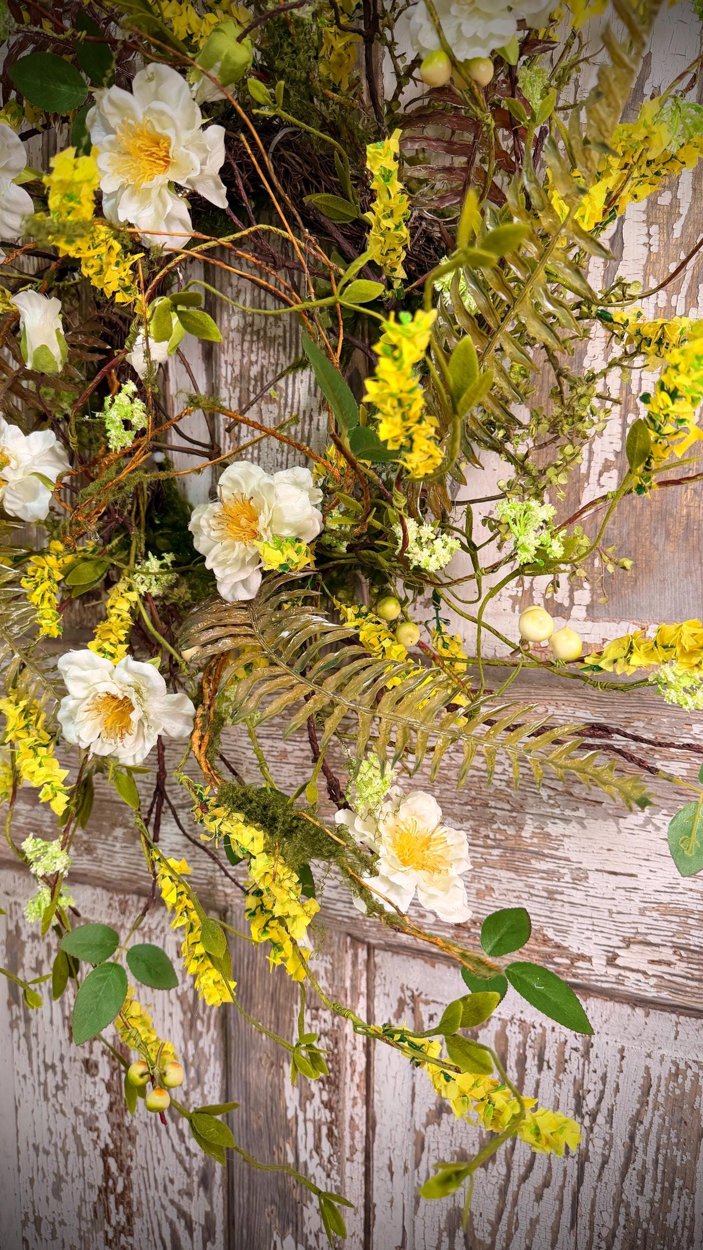 Wild Rose Twig Spring and Summer Wreath = Moss with Twig Base