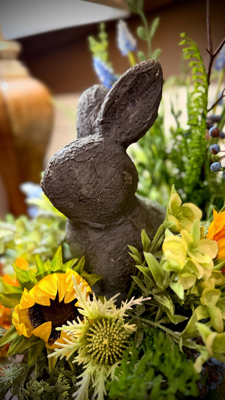 Garden Bunny Arrangement- With Sunflowers and Assorted Greenery