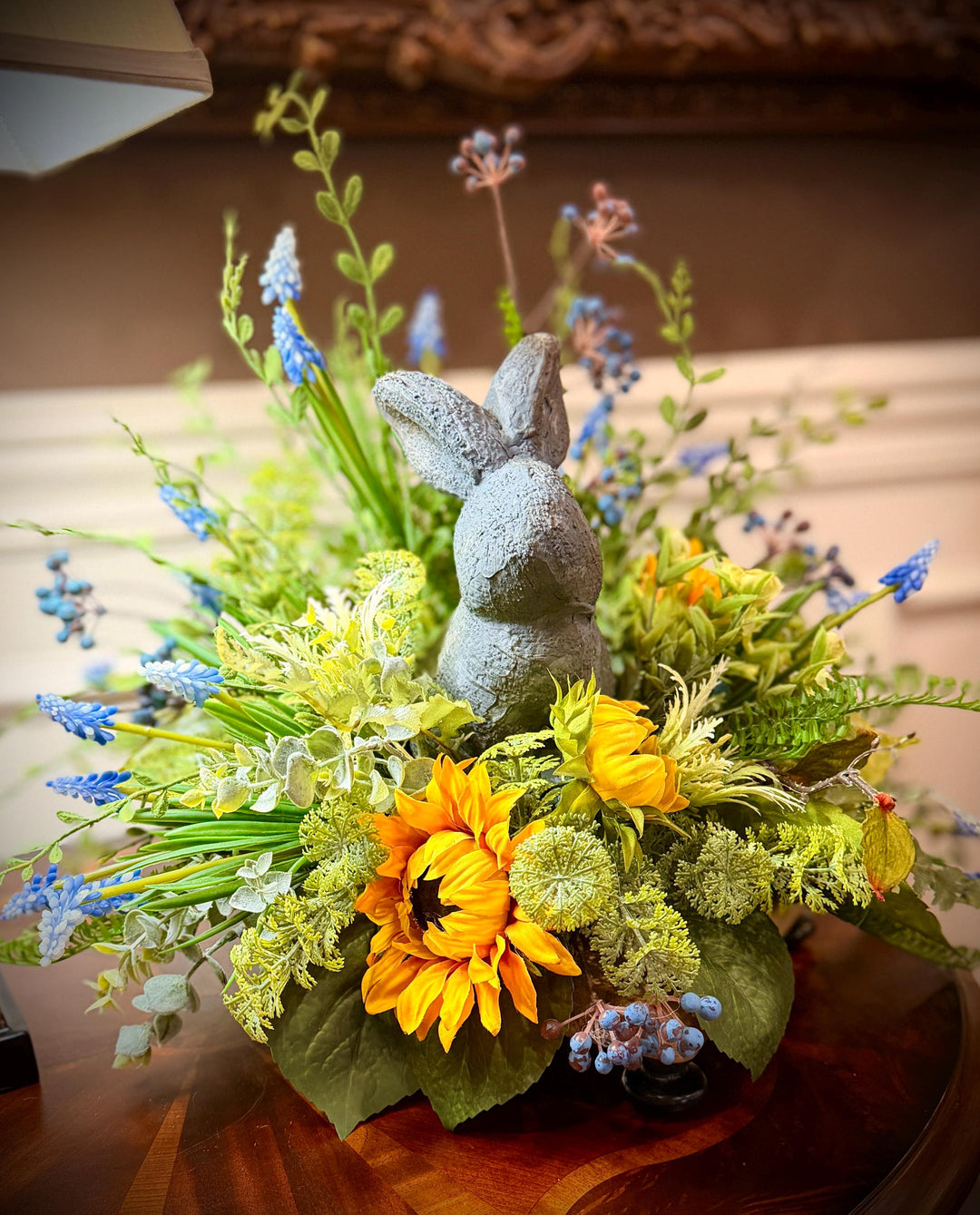 Garden Bunny Arrangement- With Sunflowers and Assorted Greenery