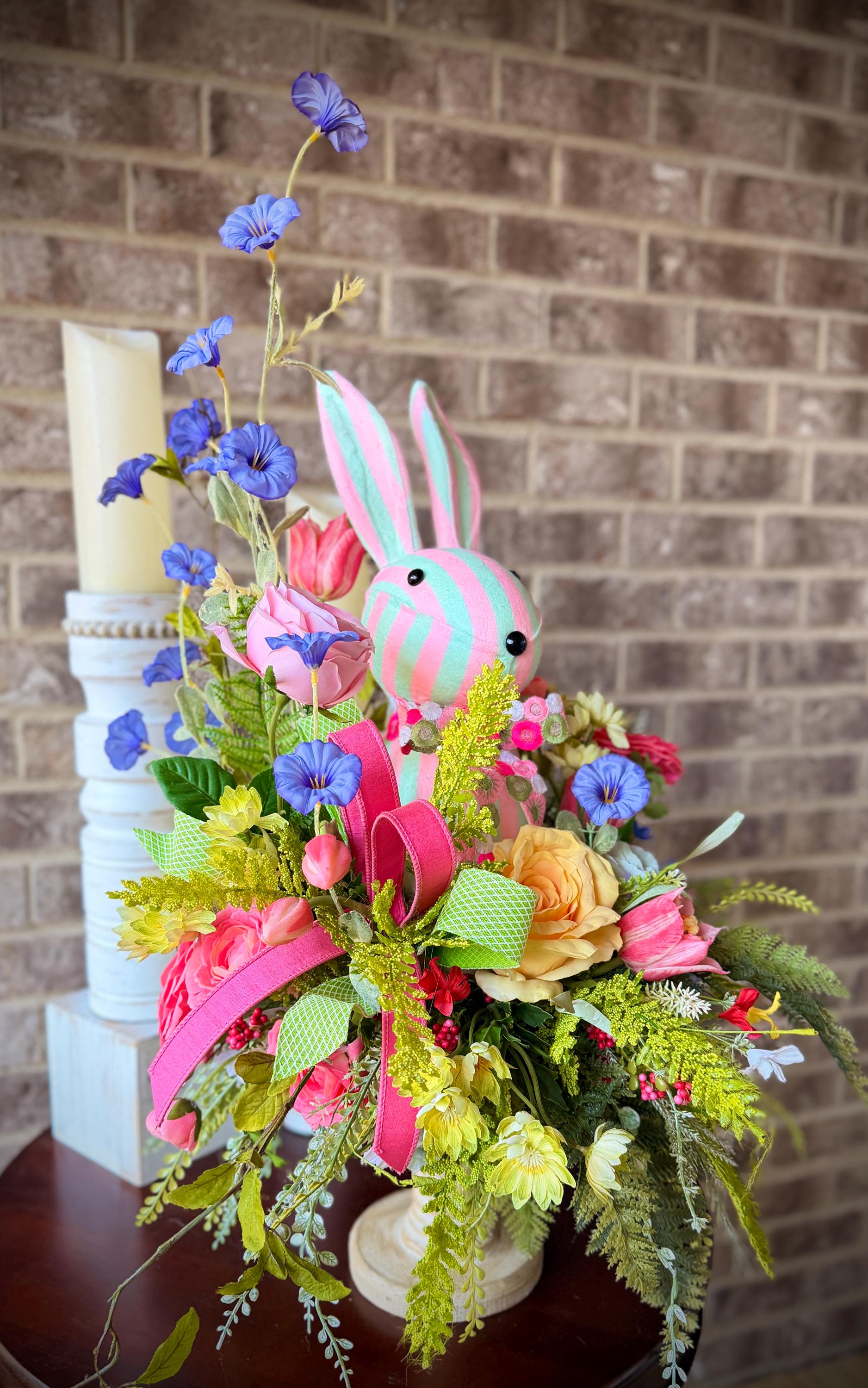 Designer Easter Bunny Arrangement - Real Touch Florals and Greenery
