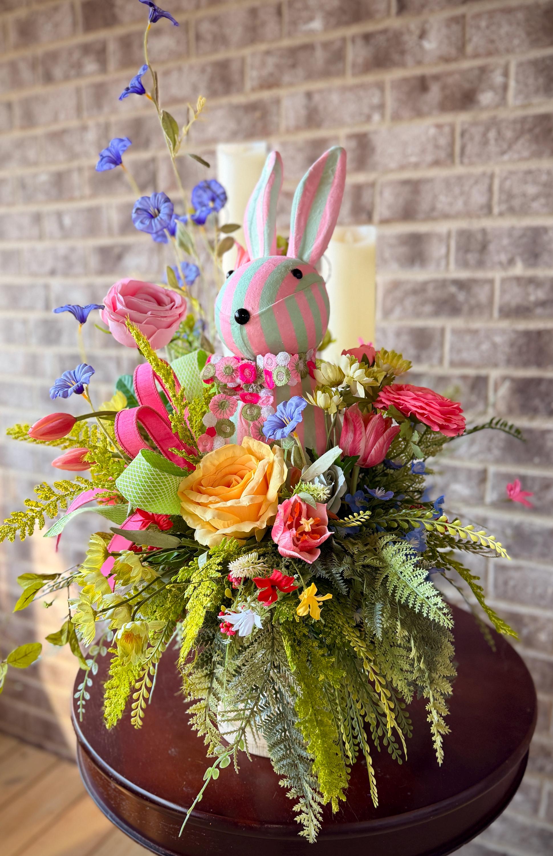 Designer Easter Bunny Arrangement - Real Touch Florals and Greenery