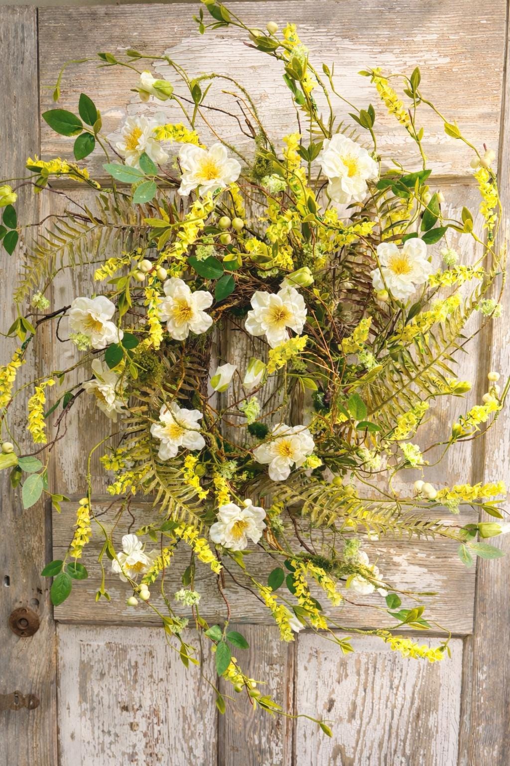Wild Rose Twig Spring and Summer Wreath = Moss with Twig Base