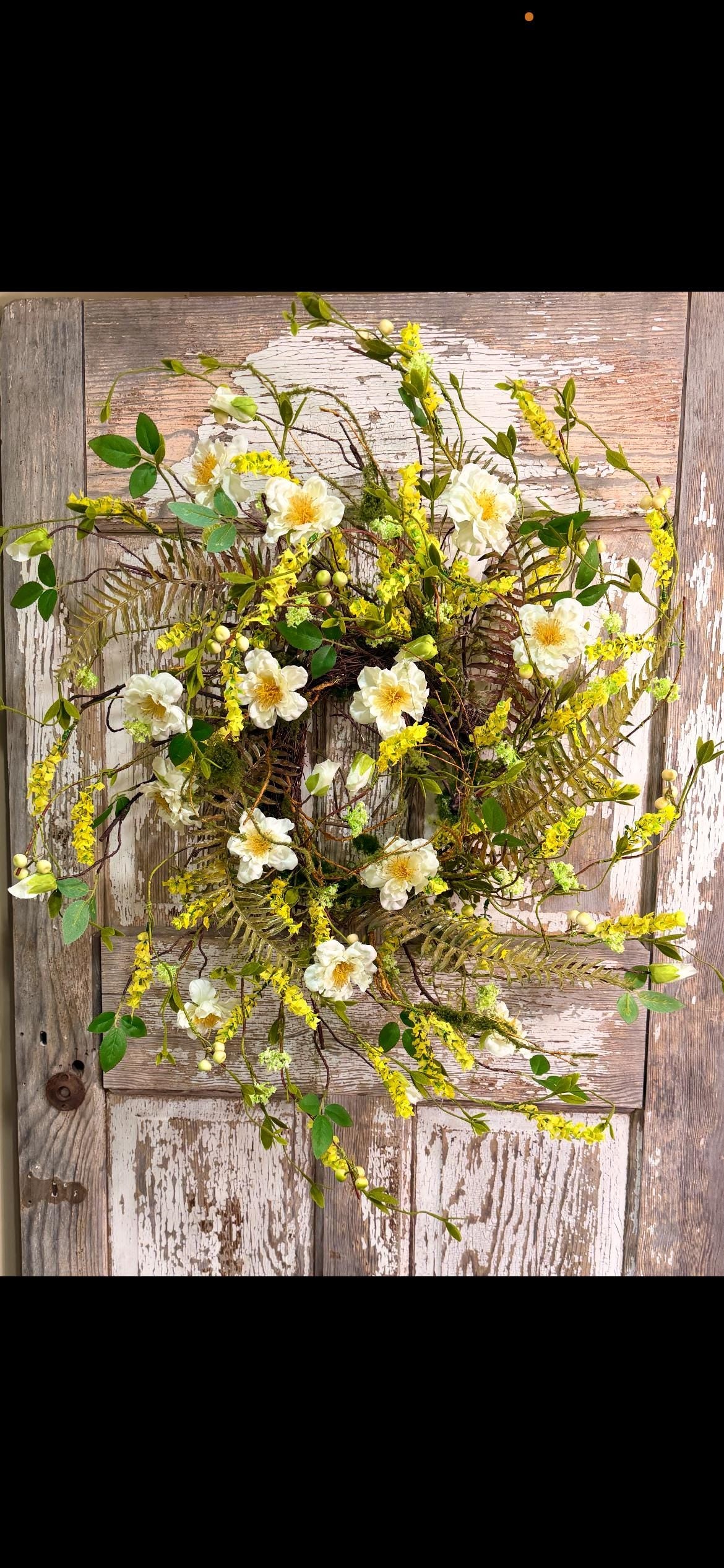 Wild Rose Twig Spring and Summer Wreath = Moss with Twig Base