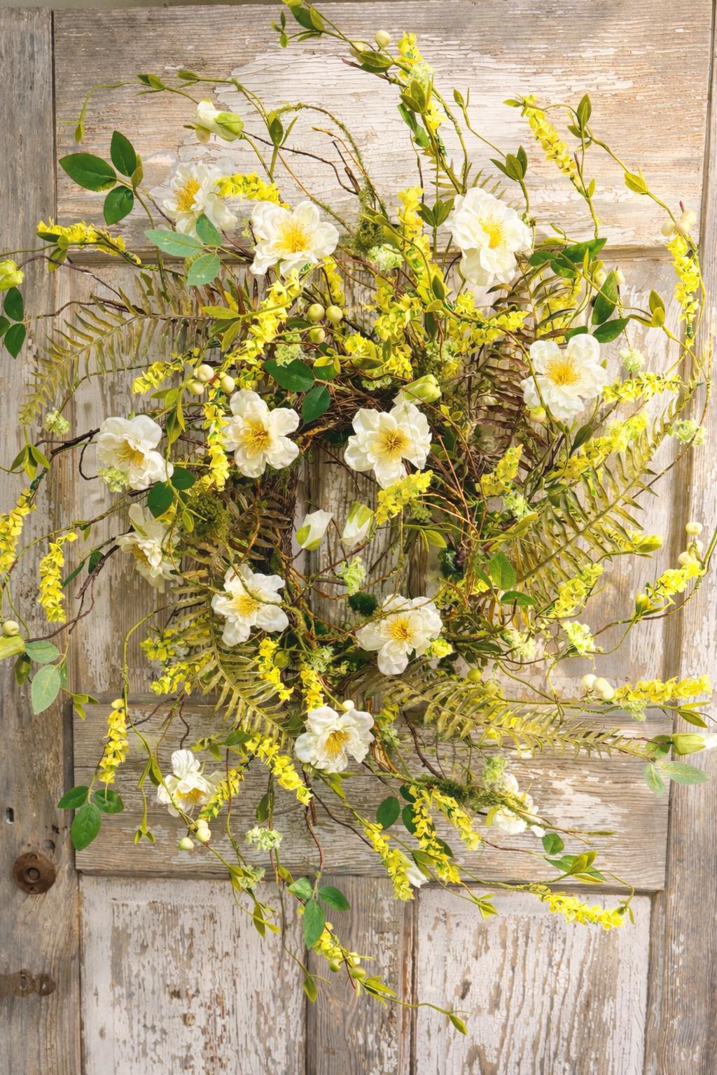 Wild Rose Twig Spring and Summer Wreath = Moss with Twig Base