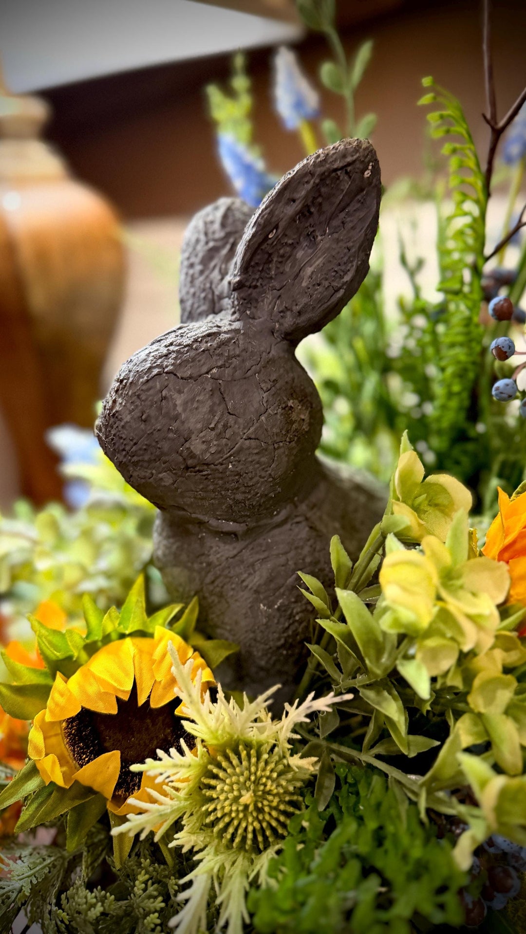 Garden Bunny Arrangement- With Sunflowers and Assorted Greenery