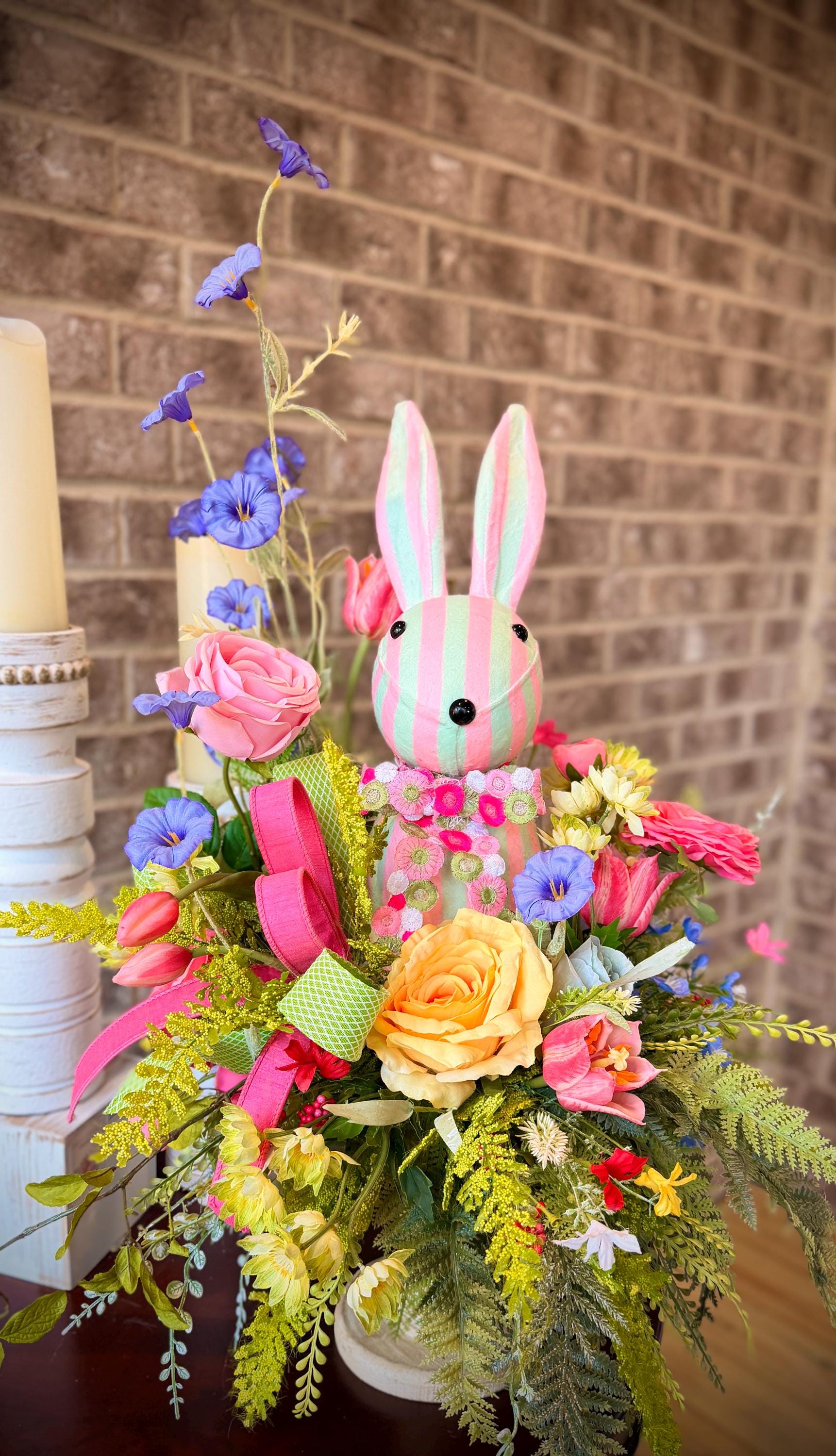 Designer Easter Bunny Arrangement - Real Touch Florals and Greenery