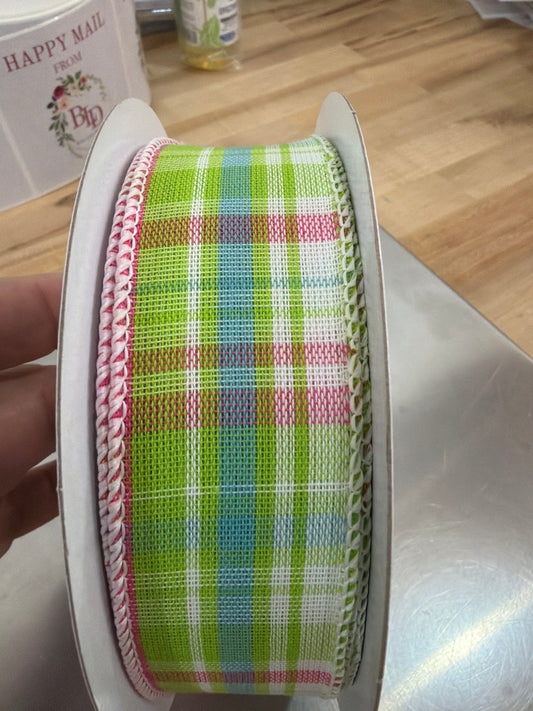 20YD 1.5in Watermelon (Blue Center) Plaid