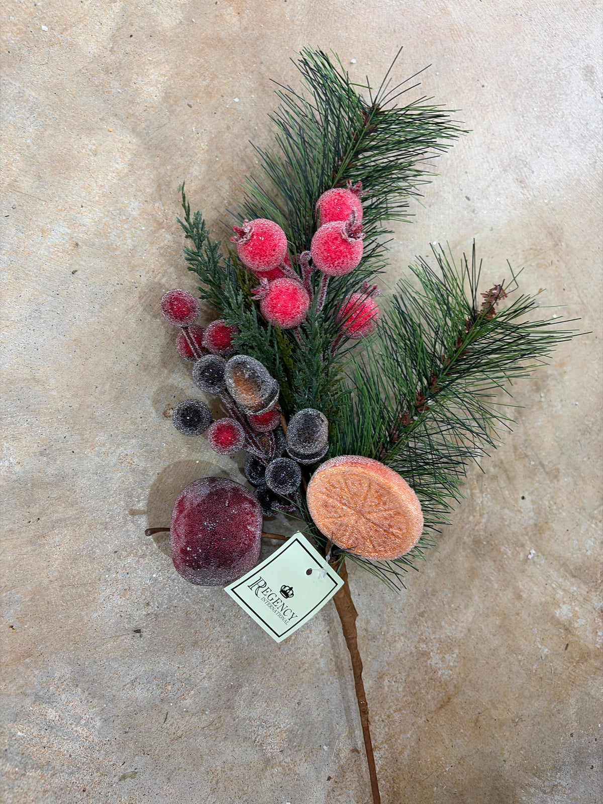 16in Beaded Fruit & Pine Pick Regency