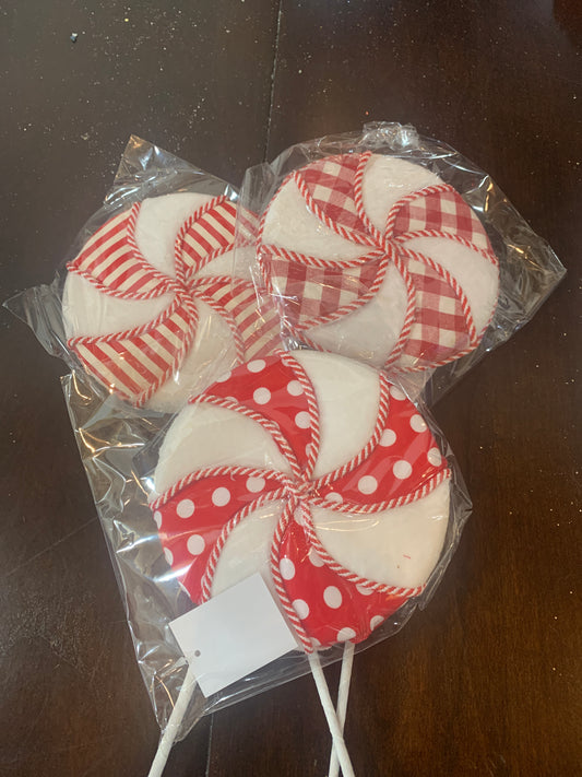 SET OF 3 Fabric/Foam Lollipops