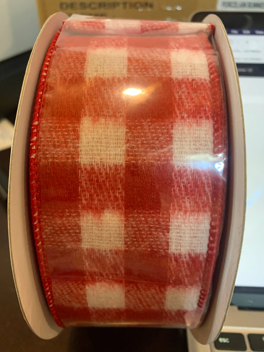 20ydx2.5in Brushed Gingham Flannel Check RD/WH