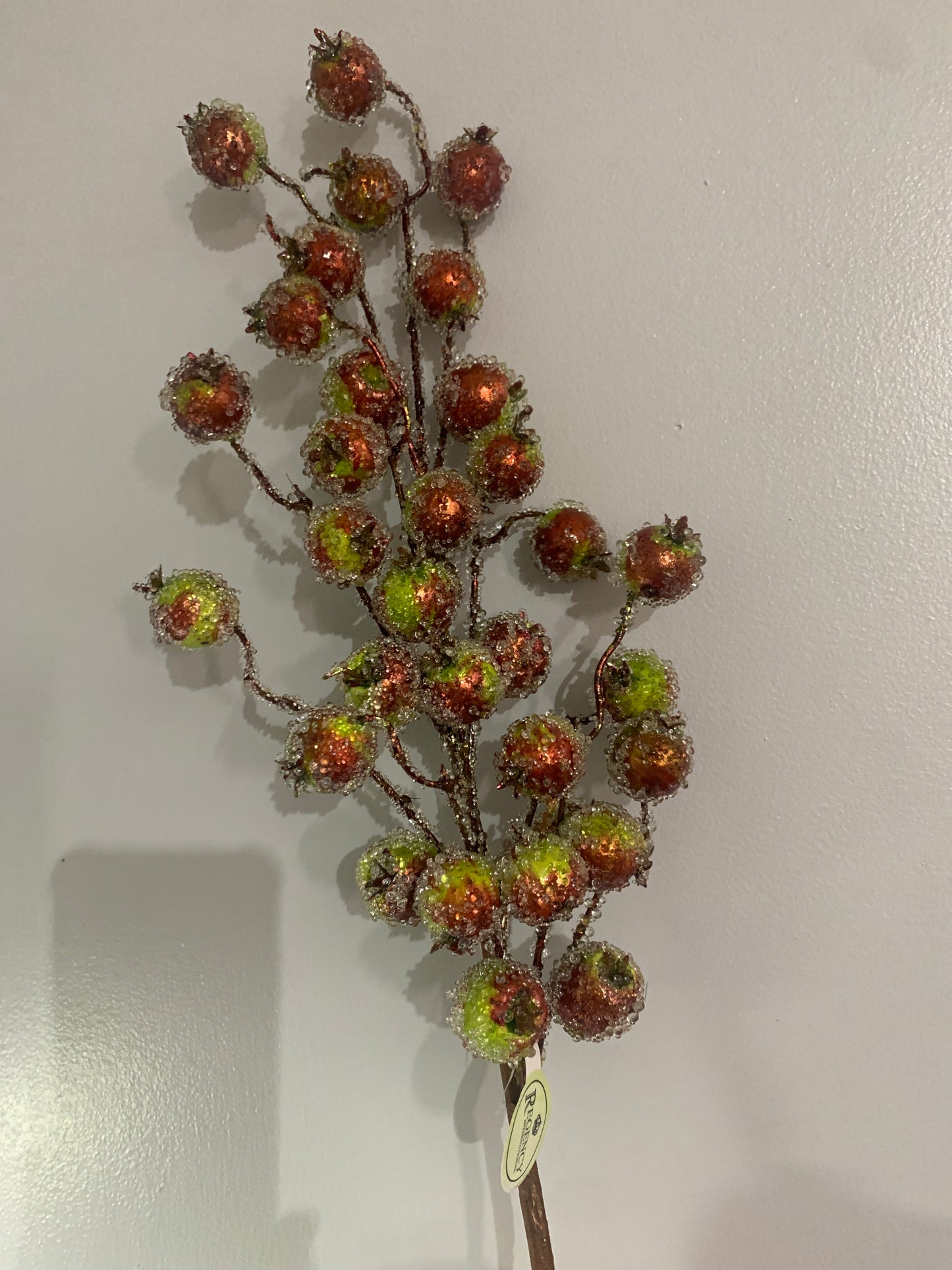 27in Beaded Pomegranate Branch BURG/GR