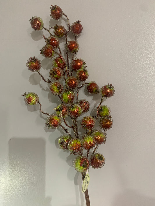 27in Beaded Pomegranate Branch BURG/GR
